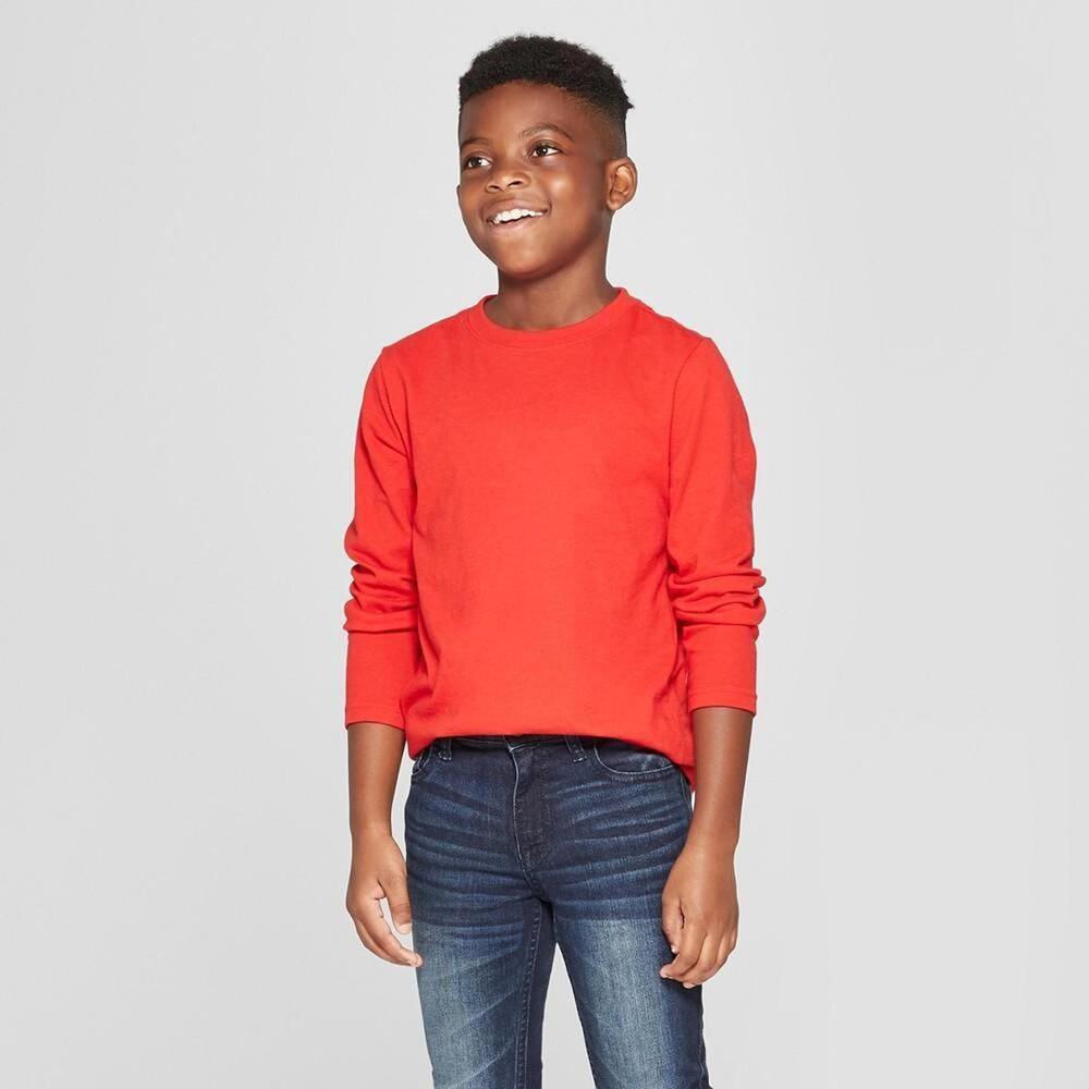 Boys' Long Sleeve T-Shirt - Cat u0026 Jack Red L